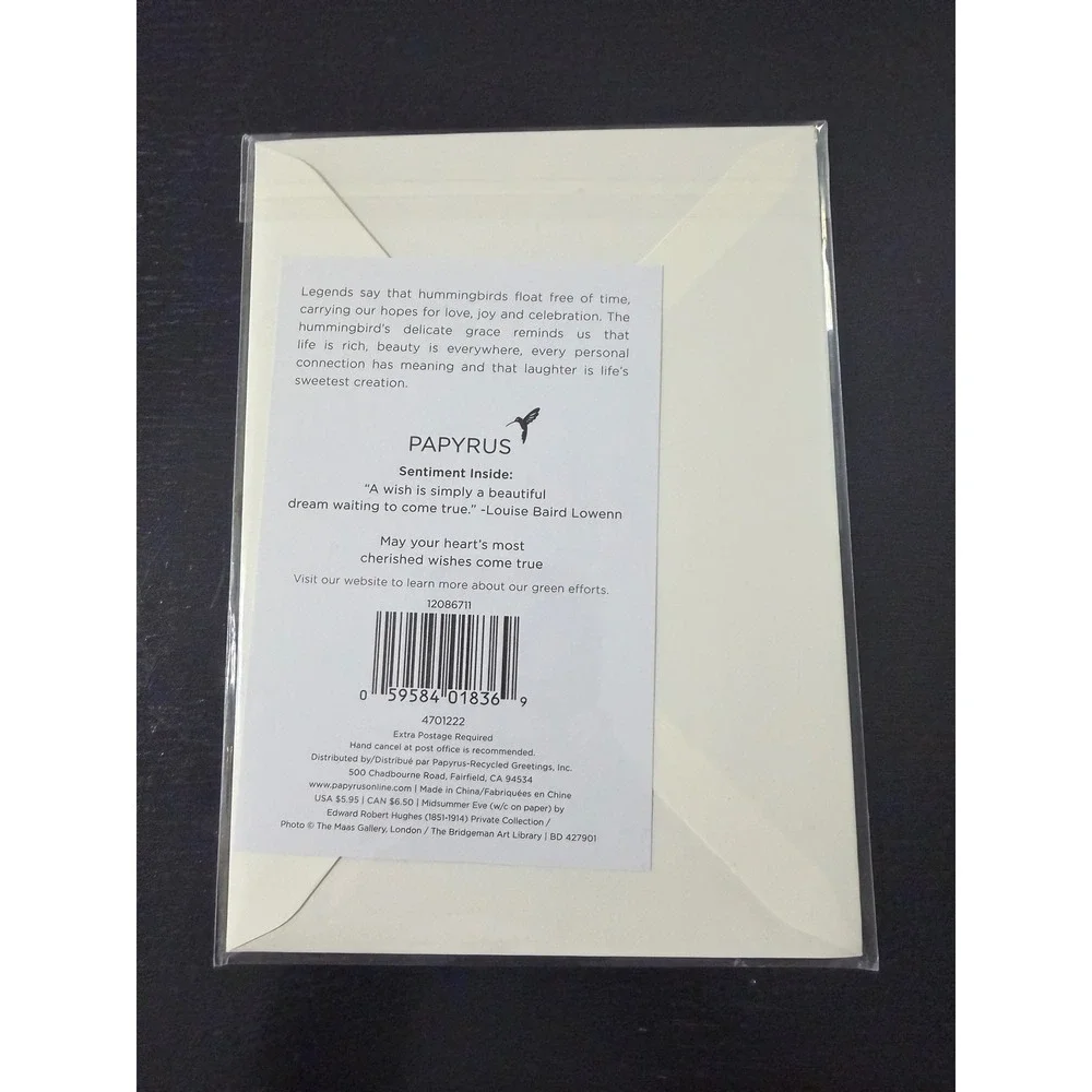 Papyrus Greeting Card Gold Midsummer Eve Fairy Art Blank Envelope